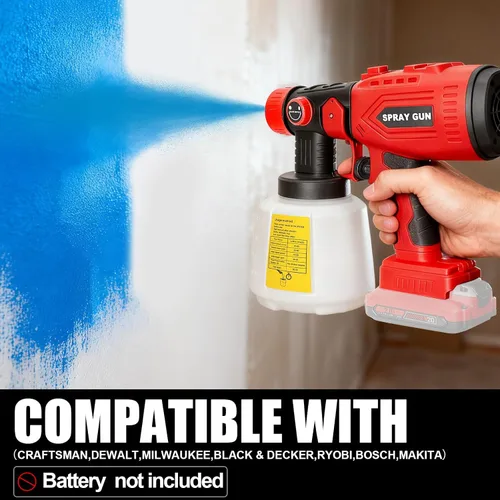 Miniatura 7 de Pulverizador de pintura inalámbrico para batería de 20V de Craftsman, pistola de pintura manual con 3 patrones de pulverización y 4 boquillas, ideal