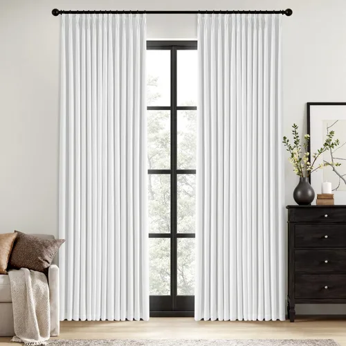 Miniatura 43 de MIULEE - Cortinas de lino beige con pliegues a presión 100% opacas para dormitorio, cortinas de ventana con memoria y bloqueo de luz para oscurecer