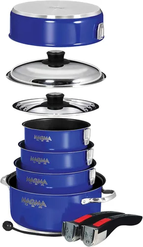 Miniatura 2 de Magma Juego de utensilios de cocina gourmet de acero inoxidable de 10 piezas con cerámica antiadherente, compatible con inducción, apto para horno