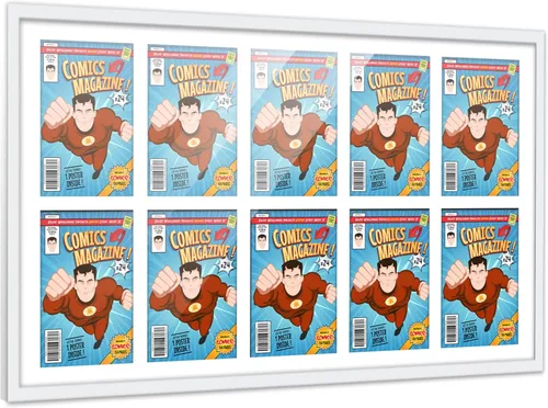 Miniatura 125 de Poster Palooza Marco de cómic con paspartú para 1 cómic de la Edad de Bronce publicado entre 1970 y 1985, marco de cómic negro para cómic de 7.25 x