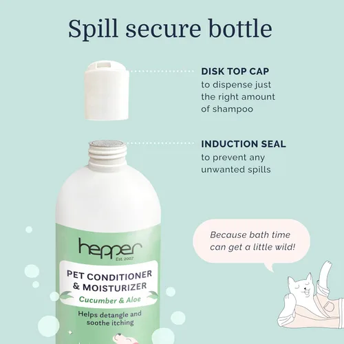 Miniatura 6 de Hepper Acondicionador e hidratante para mascotas: acondicionador y desenredante perfumado para perros. Perfecto para cabello largo, pelo corto, piel