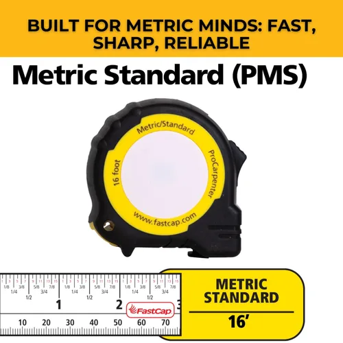 Miniatura 2 de FastCap ProCarpenter - Cinta métrica o estándar, 16 pies Características Marcas métricas y estándar, construido con mecanismo de bloqueo