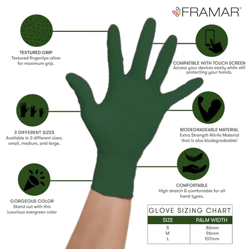 Miniatura 5 de FRAMAR Cepillo de pelo ventilado profesional - Guantes verdes desechables sin látex