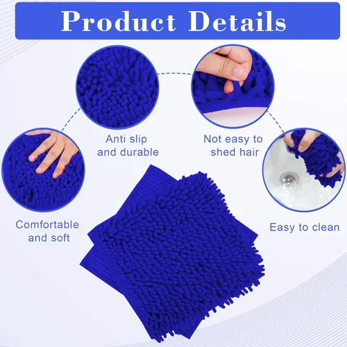 Miniatura 4 de Alfombra escolar de chenilla, 100% microfibra, con parte trasera antideslizante para decoración de casillero (azul, 10 x 10 pulgadas)