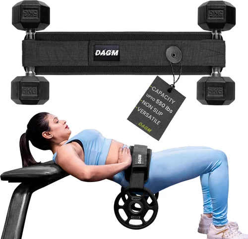 DAGM Hip Thrust Belt for Dumbbells Heavy weights – Ultra-Thick No-Bruise Glute Workout Belt for Women & Men – 500 lbs Capacity – Adjustable for Home