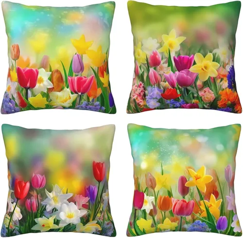 Miniatura 13 de Ouqiuwa Juego de 4 fundas de almohada coloridas con diseño de pájaros de 12 x 12 pulgadas, cuadradas, decorativas, con hojas de arce otoñales