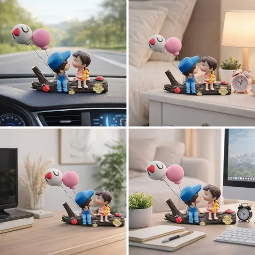 Miniatura 3 de Keenso Adorno lindo para tablero de instrumentos de automóvil, adorable pareja, besando, niño y niña, adorno para decoración interior de automóvil