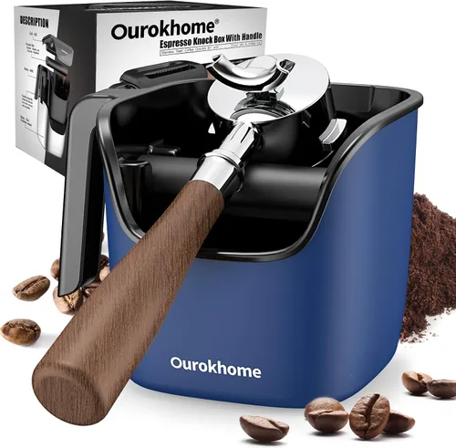 Ourokhome Knock Box - Accesorios para Espresso, La Última Herramienta Patentada de Acero Inoxidable para Máquina de Espresso para Café Molido con