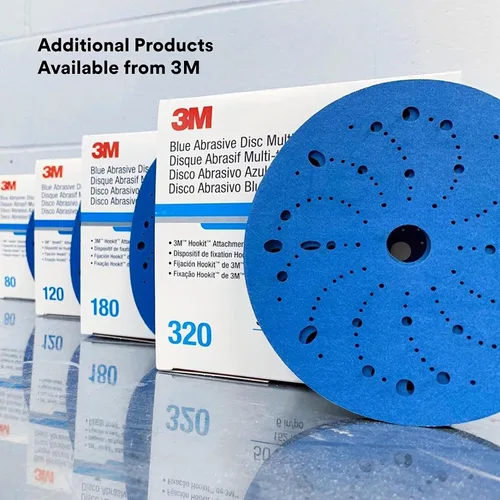Miniatura 12 de 3M 3M-36142 Hookit disco abrasivo azul multi-agujero, 3" 80 Grado