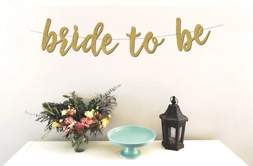 Bride to Be Banner – Papel de cartulina con purpurina dorada de alta calidad – Texto más grande para una mejor visibilidad – Decoración perfecta