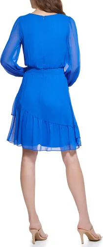 Miniatura 4 de DKNY Vestido fruncido con dobladillo con volantes para mujer