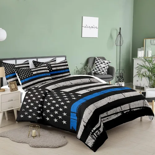 Miniatura 3 de NINENINE Juego de ropa de cama de edredón de bandera estadounidense tamaño individual para niños y adolescentes, juego de ropa de cama