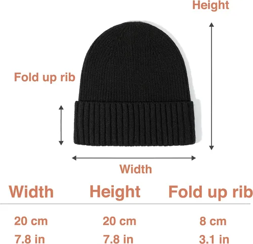 Miniatura 7 de accsa 2 Pack Men Winter Knit Beanie Hats Soft Warm Stretchy Skull Cap Unisex Cuffed Plain Hat for Men