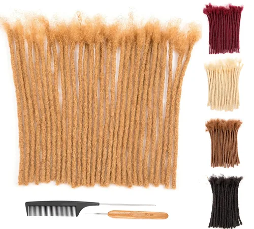 Miniatura 12 de DAIXI 0.2cm y 0.4cm y 0.6cm y 0.8cm de grosor 4-18 pulgadas 10 hebras extensiones de rastas de cabello humano 100% real para hombres/mujeres