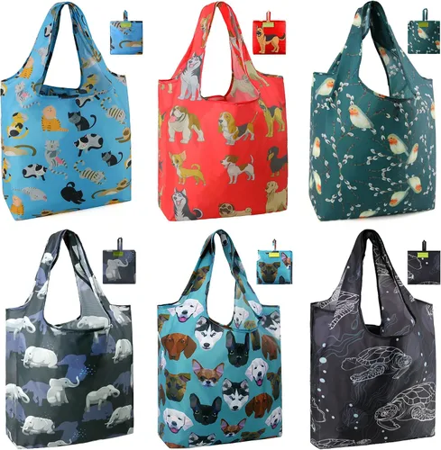 Miniatura 36 de Bolsas de la compra de animales reutilizables plegables bolsas de comestibles