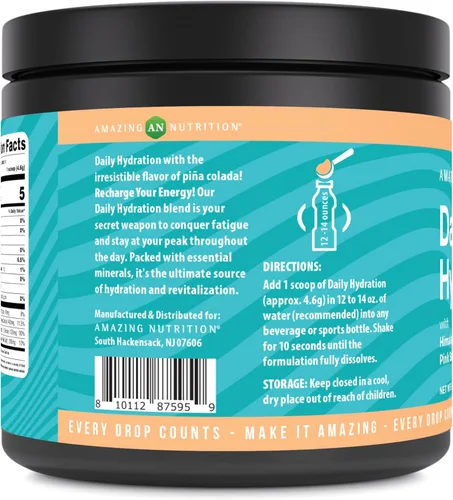 Miniatura 3 de Amazing Nutrition Hidratación diaria, polvo de electrolitos, 30 porciones, empaquetado con minerales esenciales, sin azúcar, apto para dieta