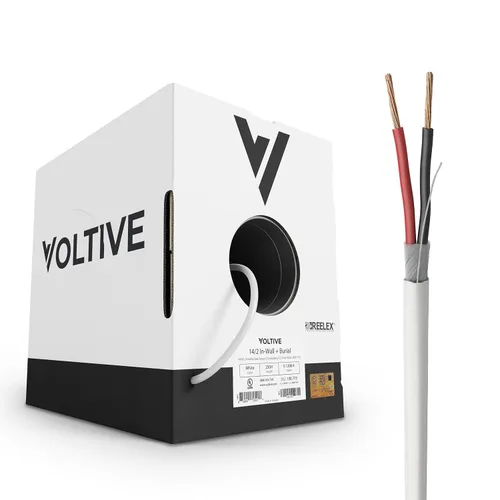 Miniatura 44 de Voltive Cable de altavoz 10/2, CL3 en pared y entierro directo, negro, 100 pies - 10 AWG, 2 conductores, cobre trenzado sin oxígeno, listado UL