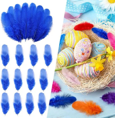 Miniatura 21 de THARAHT Plumas coloridas de gallo artesanal, 300 plumas de colores de 3 a 5 pulgadas, a granel para jardín de infantes, manualidades, boda, hogar