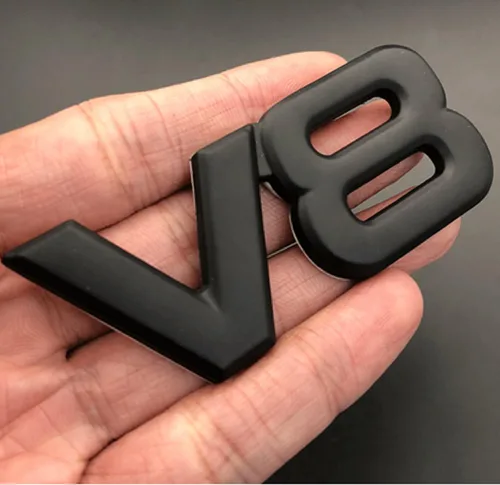 Miniatura 2 de Dsycar V8 Emblema adhesivo de metal 3D para coche, pegatina de coche, emblema de repuesto para camiones y coches (V8-Negro)