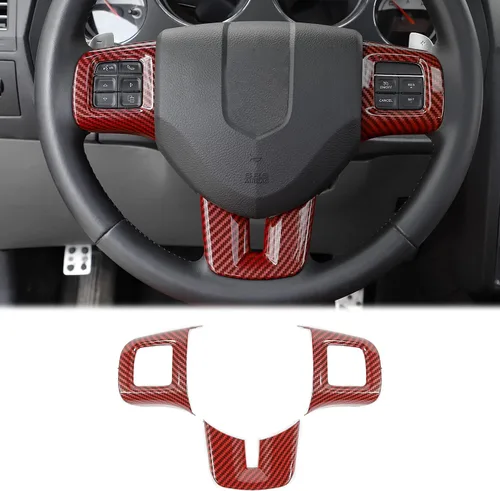 Miniatura 8 de Linskip Moldura para volante compatible con Dodge Challenger/Charger/Durango/Dart 2009-2014 y Journey 2013-2022, funda para volante para accesorios