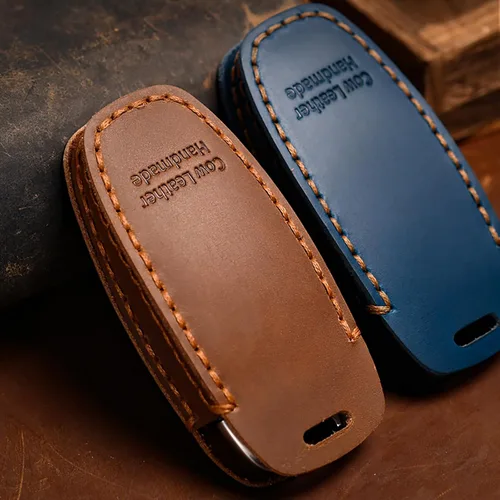 Miniatura 7 de OLLEN Funda para llavero de cuero genuino sin tornillos, compatible con Audi A3 A6 A6L A7 A8 Q7 Q8 E-Tron S3 S6 S7 SQ7 RS6 RS7, etc, protector
