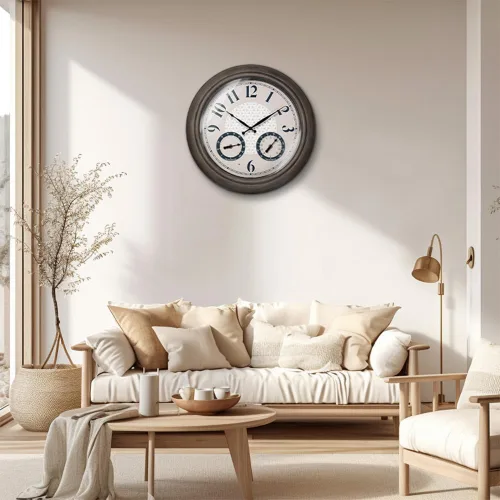 Miniatura 4 de Presentime & Co. Reloj iluminado para exteriores de 18 pulgadas, resistente al agua, reloj de pared grande iluminado con termómetro e higrómetro