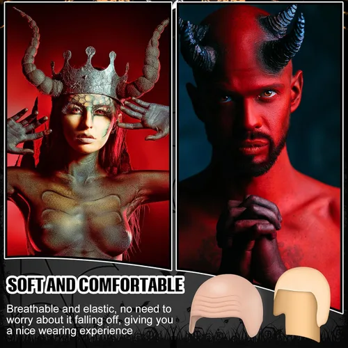 Miniatura 6 de WILLBOND 4 piezas de gorras calvas de Halloween para maquillaje de látex calvo, gorra para cabeza, peluca, sombrero, accesorios de disfraz
