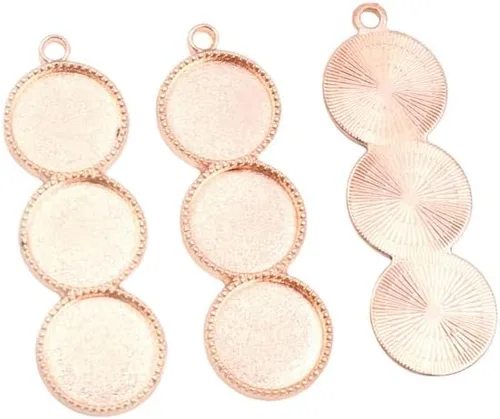 Miniatura 8 de Kentuckiz - 10 unidades de 0.472 in de tamaño interior de tres camafeo cabujón base en blanco colgante bandejas bisel diy collar colgante joyería Oro