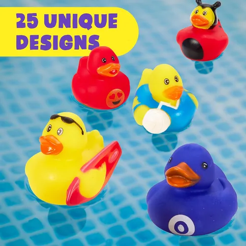 Miniatura 8 de Playbees Surtido de patos de goma para niños, paquete de 25 unidades, juego sensorial, alivio del estrés, relleno de calcetines, regalos