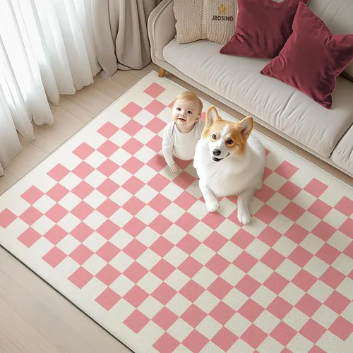 Miniatura 13 de Alfombra lavable de 3 x 5 pulgadas, diseño de tablero de ajedrez arcoíris colorido moderno, plegable, alfombra de área pequeña, de pelo bajo