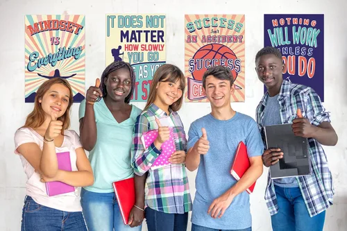 Miniatura 6 de Sweetzer & Orange - Pósteres con mensajes de crecimiento mental para decoración de sala de clases de escuela secundaria, paquete de 13 póster