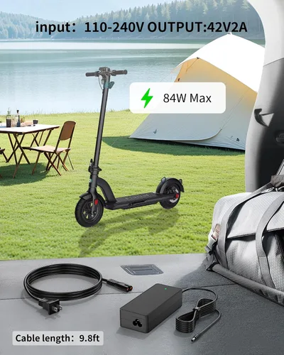 Miniatura 2 de VHBW Cargador eléctrico de scooter de 42 V 2 A, compatible con MEGAWHEELS S10, S10, solo adaptador de corriente de repuesto para batería de litio