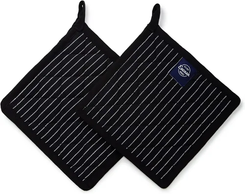 Miniatura 8 de Encasa XO Juego de 2 soportes para ollas de algodón resistentes al calor con lazo para colgar, color azul escocés, almohadillas acolchadas multiusos