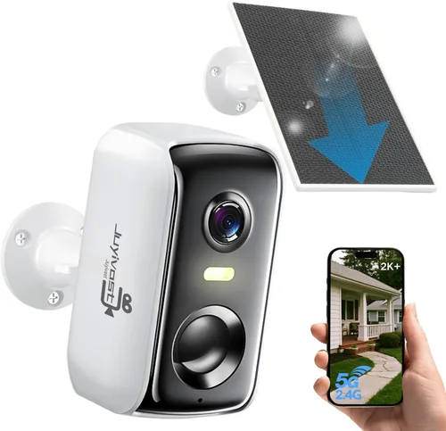 Cámaras de seguridad inalámbricas para exteriores, cámaras WiFi para seguridad del hogar con detección de movimiento AI, foco, sirena, panel solar,