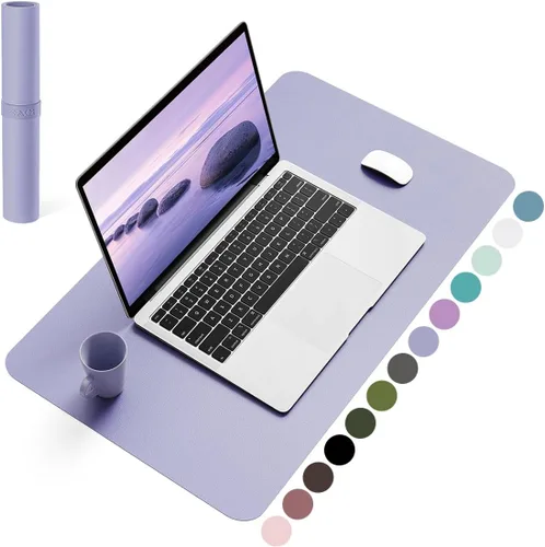 Miniatura 62 de YSAGi Almohadilla de escritorio de piel antideslizante, tapete impermeable para teclado de computadora portátil, protector de mesa y alfombrilla
