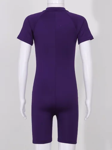 Miniatura 3 de vastwit Traje de baño de una pieza para niñas y niñas, traje de baño de manga corta con cremallera