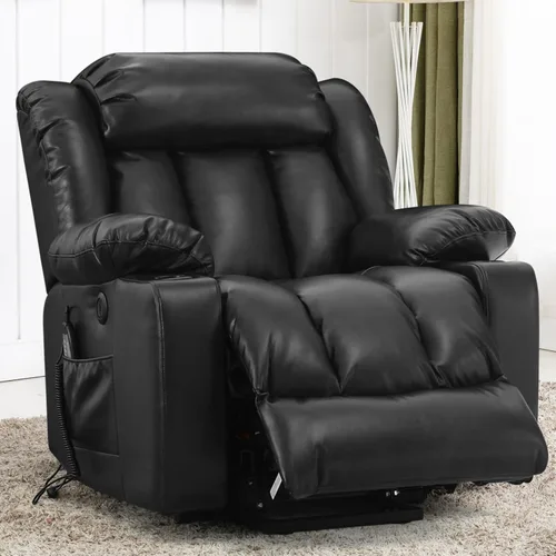 Miniatura 9 de PARKOL Silla reclinable eléctrica para ancianos y personas mayores, sillón reclinable eléctrico de cuero transpirable con masaje por vibración