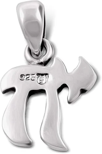 Miniatura 4 de AJDesign Collar Chai de plata de ley 925 con letra hebrea pequeña con cadena Metal