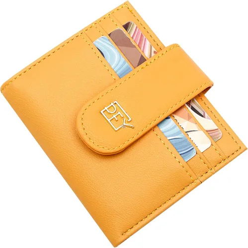 Miniatura 7 de Badiya Billeteras pequeñas para mujer, billetera plegable multitarjetero delgado con cremallera, Amarillo, Minimalista