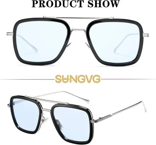 Miniatura 2 de SUNGVG Tony Stark - Lentes de sol para hombres y mujeres, marco cuadrado de metal, lentes de sol vintage Iron Man y Spider-Man