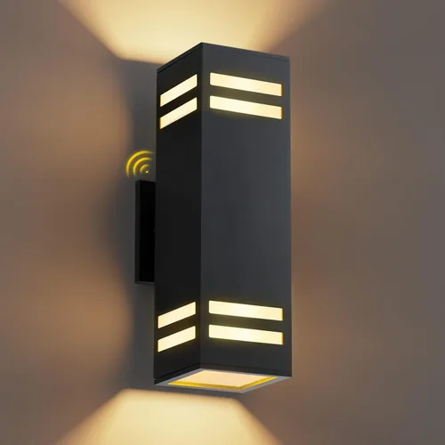 Miniatura 16 de Iluminación Exterior de Anochecer a Amanecer Paquete de 2, Luces de Pared Exteriores Modernas Negras Accesorios de Iluminación Exterior Montaje