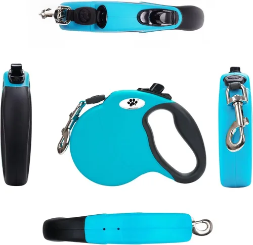 Miniatura 5 de Correa retráctil de 16 pies para perros grandes de hasta 44 libras, cinta de nailon sin enredos, azul Dan M