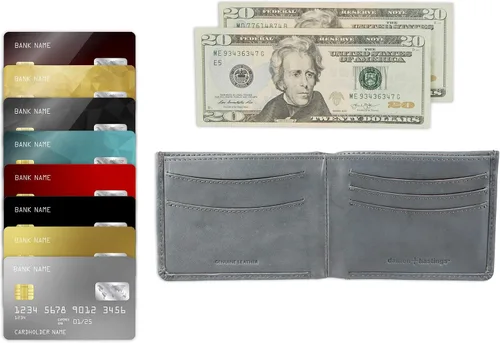 Miniatura 5 de Damen + Hastings Cartera RFID delgada plegable para hombre, Cartera plegable delgada Rfid