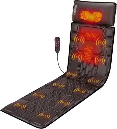 KOCASO Alfombrilla de masaje de cuerpo completo de piel sintética, almohadilla multifuncional para silla de masaje con temporizador de calor,