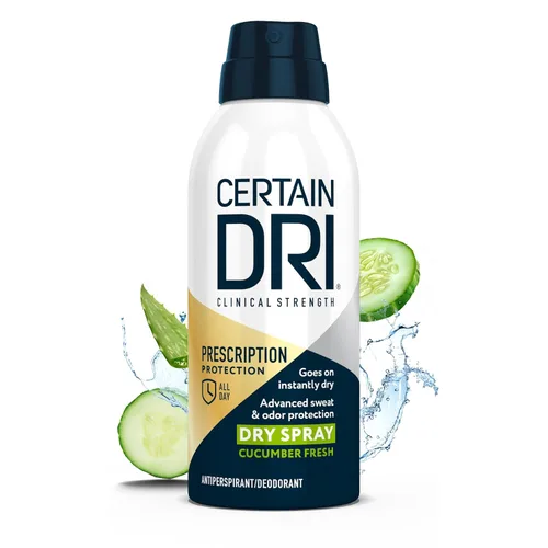 Certain Dri Prescription-Strength - Spray antitranspirante clínico en seco – 72 horas de protección contra el sudor y el olor para sudoración