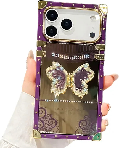 Miniatura 51 de Bonita funda compatible con Samsung Galaxy S22 Ultra, soporte plegable de lujo con diseño de mariposa brillante para mujeres y niñas, funda Blanco