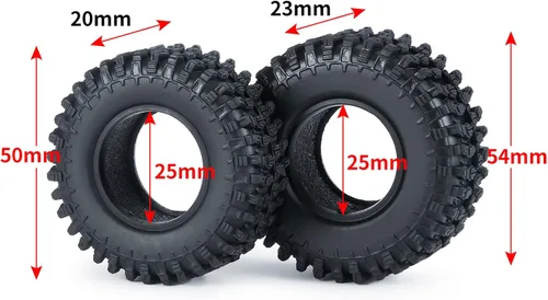 Miniatura 5 de SWX Neumáticos de oruga de 1.0 "4 piezas de neumáticos de goma micro para 1/24 RC Crawler Car Axial SCX24 90081 AXI00001 AXI00002 (1.969 in)