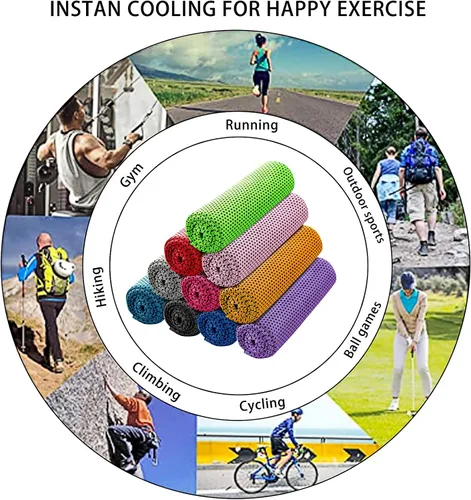 Miniatura 7 de Ponpon 10 toallas de enfriamiento para el cuello y la cara, toalla de enfriamiento de microfibra para gimnasio, viajes, yoga, campamento, correr