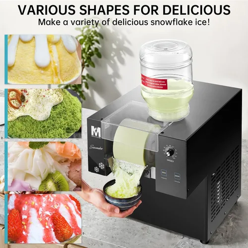 Miniatura 6 de Máquina de Hielo en Copos de Nieve, 330.6LBS/24H 660W Máquina de Hielo Raspado, Enfriamiento Rápido, Material de Acero Inoxidable Grado Alimentario