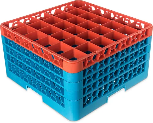 Miniatura 120 de Carlisle FoodService Products RG9-214 OptiClean Estante de vidrio con 9 compartimentos con 2 extensores, 7.12 pulgadas, polipropileno, azul